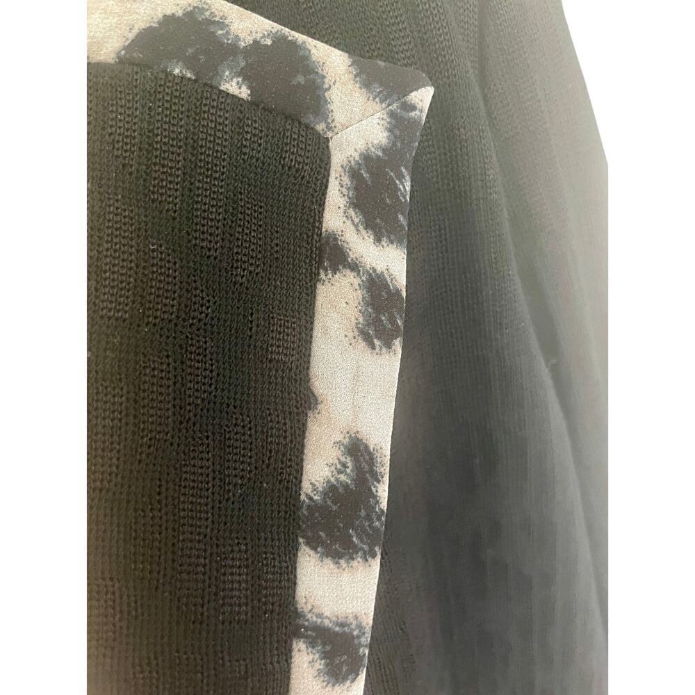 MING WANG BLAZER KNIT TAILORED BLACK LEOPARD TRIM SZ M SHOULDER PADS BADDIECORE - Picture 15 of 16
